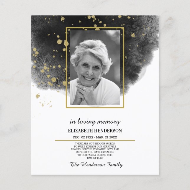 Cartão de Condolências Orçamento Foto Em Memória C (Frente)