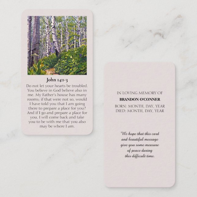 Cartão de condolências personalizável John 14:1-3 (Frente/Verso)