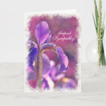 Cartão de condolências Watercolor Purple Iris Pens