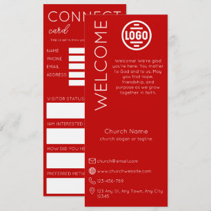 Cartão de Conexão de Igreja Vermelho Minimalista