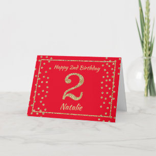 Cartão de Confete Brilhante Vermelho e Dourado par