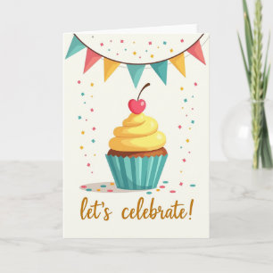 Cartão de Confetes de Aniversário Alegre