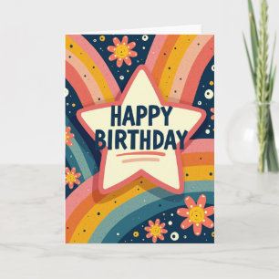 Cartão de Confetes de Aniversário Alegre Estrela
