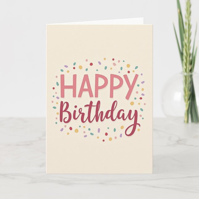 Cartão de Confetes de Aniversário Doce (Frente)