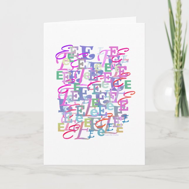 Cartão de Confetes de Letras "E" (Frente)