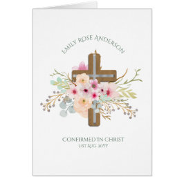 Cartão de Confirmação bonito Floral Cruz Personali