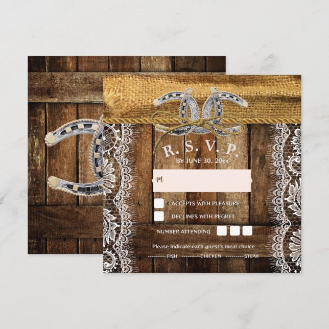 Cartão de Confirmação de Casamento Country Western (Frente/Verso)