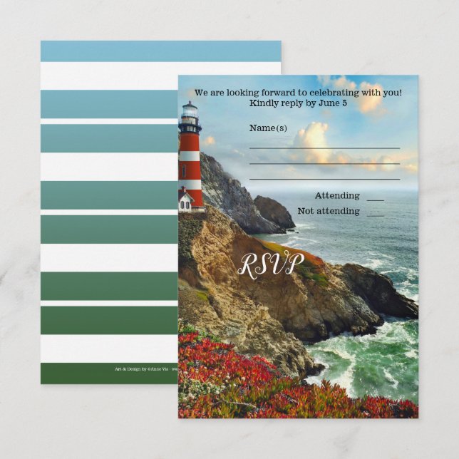 Cartão de Confirmação de Casamento em Farol de Pra (Frente/Verso)