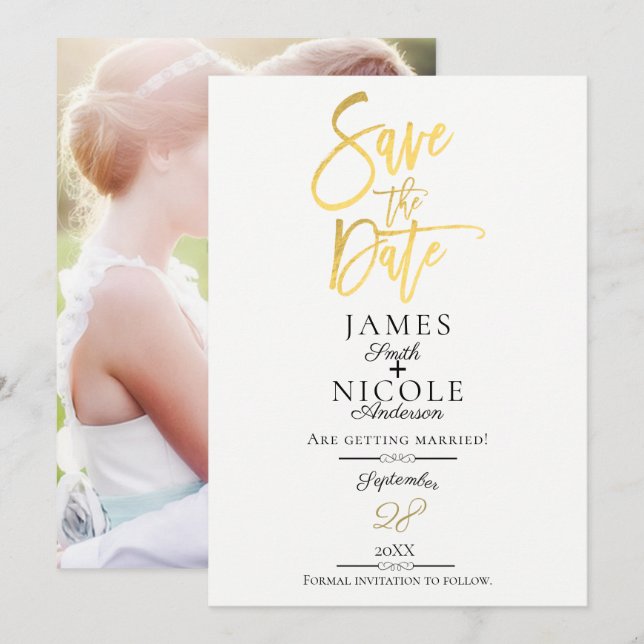 Cartão de Confirmação de Data de Casamento Moderno (Frente/Verso)