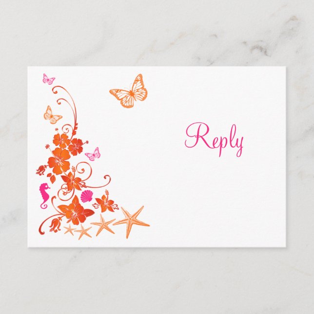 Cartão de Confirmação de Praia Tropical Rosa, Lara (Frente)