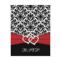 Cartão de Confirmação de Presença em Damasco Preto