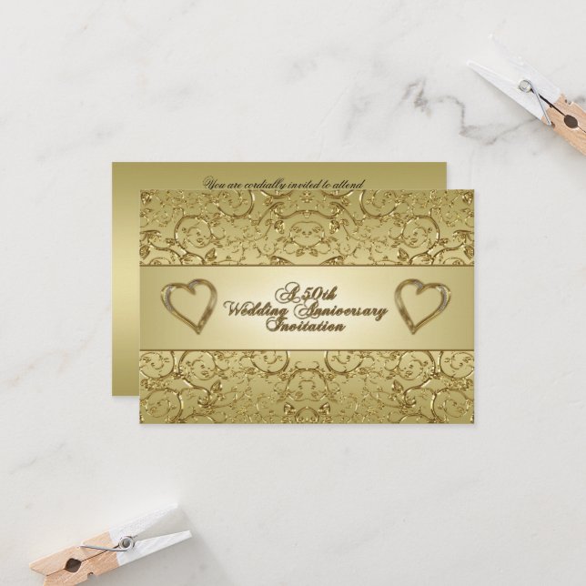 Cartão de Confirmação de Presença para Bodas de Ou (Frente/Verso In Situ)