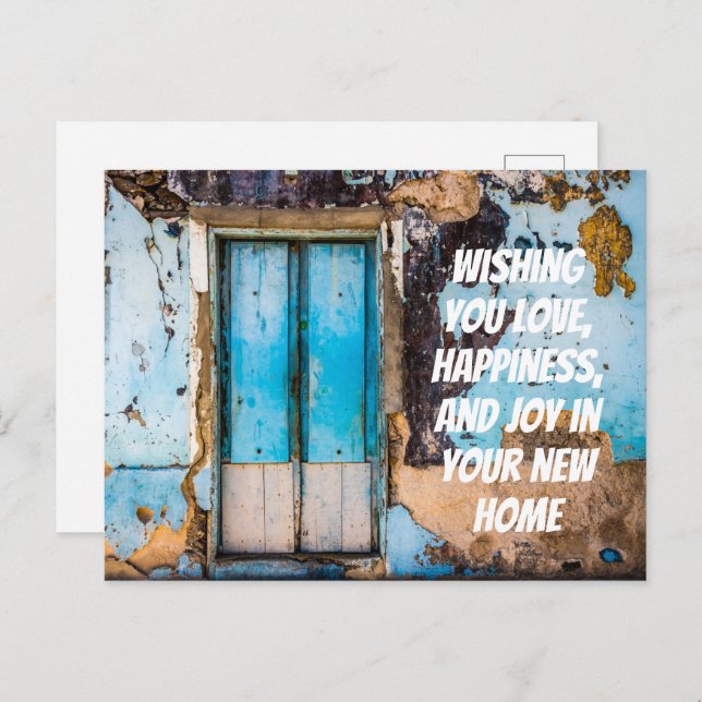 Cartão de congratulações de casa nova com parede e (Frente/Verso)