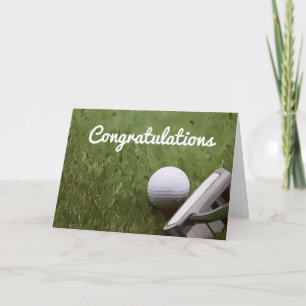 Cartão de congratulações de golfe e putter para go