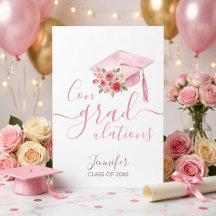 Cartão de congratulações de graduação floral em aq