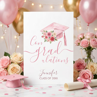 Cartão de congratulações de graduação floral em aq