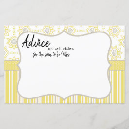 Cartão de Conselheiro Geométrico de Abelhas Amarel