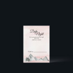 Cartão de Conselheiro Noturno Pink Sunrise<br><div class="desc">Este cartão noturno de casamento da Montanha Pink Sunrise traz um toque clássico e único, mas simples e casual para a sua recepção de casamento. O nascer do sol e os raios solares de cor rosa, mauve, pêssego, pincel, coral e rosa poeirento, beijados com brilho de ouro estrelado em torno...</div>