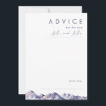 Cartão de Conselheiro para Casamento da Montanha d<br><div class="desc">Este cartão de conselho de casamento da Montanha de inverno é o que você tem procurado para completar seu simples casamento rústico. Projetado com uma aquarela cor rosa e azul pastel que se mistura lindamente em marinhos e realces esbranquiçados que capturam perfeitamente uma noite na natureza. É certo que juntará...</div>
