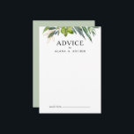 Cartão de Conselheiro para Casamento de Oliveira E<br><div class="desc">Este cartão elegante de casamento verde-oliva é perfeito para o seu casamento de boho de verão. Ele é projetado com uma aquarela esmeralda verde e cor de sage,  toques de ouro botânico e uma simples tipografia de vintagem negra. Todos esses elementos se combinam para um belo sentimento boêmico.</div>