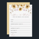 Cartão de Conselheiro para o Casamento de Girassol<br><div class="desc">Em termos gerais, o "Sunflower Advice & Wish for Bride and Groom Chá de panela card" é uma mistura deslumbrante de charme autóctone e elegância artística. As intrincadas ilustrações de girassol, a paleta de cores cativante, e a requintada caligrafia juntam-se para criar um design que é visualmente atordoante e emocionalmente...</div>