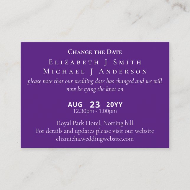 Cartão De Conselho 100 x FOTO Alteração de Data Adiamento incluindo E (Frente)