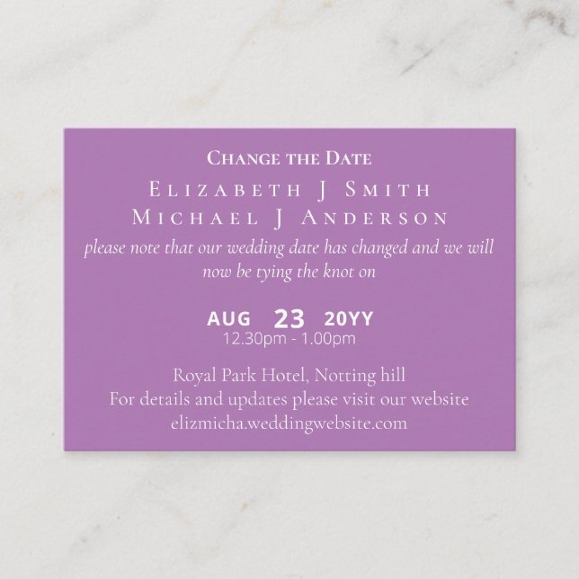 Cartão De Conselho 100 x FOTO Alteração de Data Adiamento incluindo E (Frente)