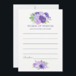 Cartão De Conselho Aconselhamento da Mãe Floral de Brida Floral Ultra<br><div class="desc">Palavras de chá de panela floral de aquarela de cartões de sabedoria apresentando cor do ano 2018 ultravioleta com tons de roxo compatíveis. As flores incluem hidrangea,  lavanda,  peonias e rosas.</div>