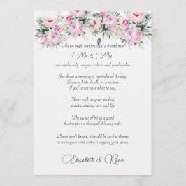 Cartão De Conselho Aconselhamento de Casamento Bem Deseja Peônias Ros