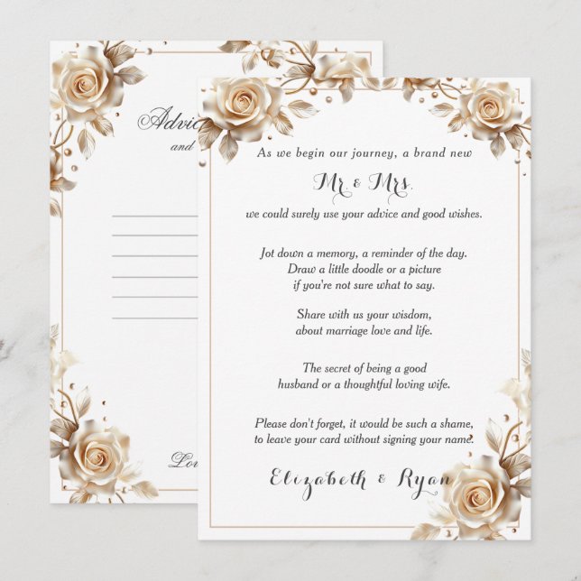 Cartão De Conselho Aconselhamento de Casamento Boa Desejo Rosas de Do (Frente/Verso)
