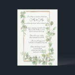 Cartão De Conselho Aconselhamento e Desejos de Casamento em Aquarela<br><div class="desc">Cartões de casamento bonito para seus convidados adicionarem seus conselhos e desejos. Folhas de cor d'água bonito Eucalyptus numa moldura de ouro. Que maneira fofa de se lembrar do seu dia especial.</div>