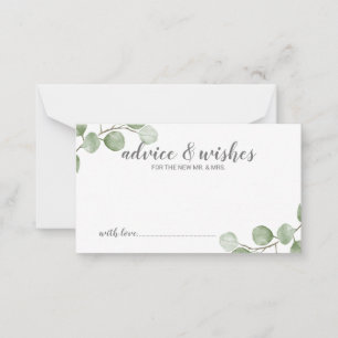 Cartão De Conselho Aconselhamento e Desejos de Casamento Eucalyptus W
