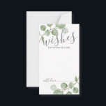 Cartão De Conselho Aconselhamento e Desejos de Casamento Eucalyptus W<br><div class="desc">Celebre seu dia especial com esses belos conselhos de casamento e cartão de desejos, com o título "desejos" em escrituras modernas e decorado com o eucalipto de aquarela suave em um fundo branco. Perfeito para casamento, chá de fraldas, festa de aniversário, chá de panela, festa de solteira e qualquer ocasião...</div>