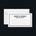 Cartão De Conselho Aconselhamento e Desejos de Casamento Negro e Bran<br><div class="desc">Preto e White Wedding Advice and Wish Card contendo suas informações em negrito preto negrito sans serif com borda de retângulo preto. Clique no botão personalizar para personalizar o design.</div>