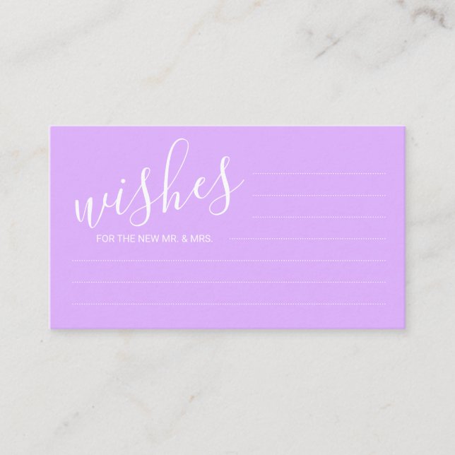 Cartão De Conselho Aconselhamento e Desejos do Casamento Roxo Moderno (Frente)