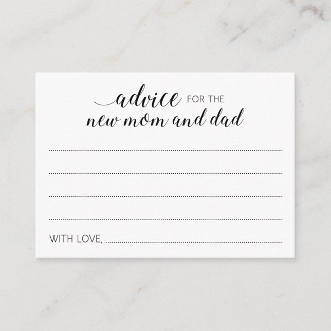 Cartão De Conselho Aconselhamento Elegante para o novo Chá de fraldas (Frente)