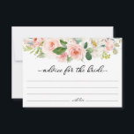 Cartão De Conselho Aconselhamento floral cor-de-rosa para a noiva<br><div class="desc">Aconselhamento para o cartão de noiva com borda floral de cor rosa e branca esbranquiçada. Você pode editar o texto,  a cor e o tamanho da fonte. Itens correspondentes disponíveis no compro.</div>