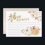 Cartão De Conselho Aconselhamento Floral de Pumpkin Branco para a noi<br><div class="desc">White Pumpkin Floral Advice para a noiva receber o cartão</div>