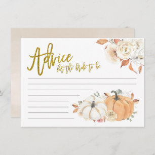 Cartão De Conselho Aconselhamento Floral de Pumpkin Branco para a noi