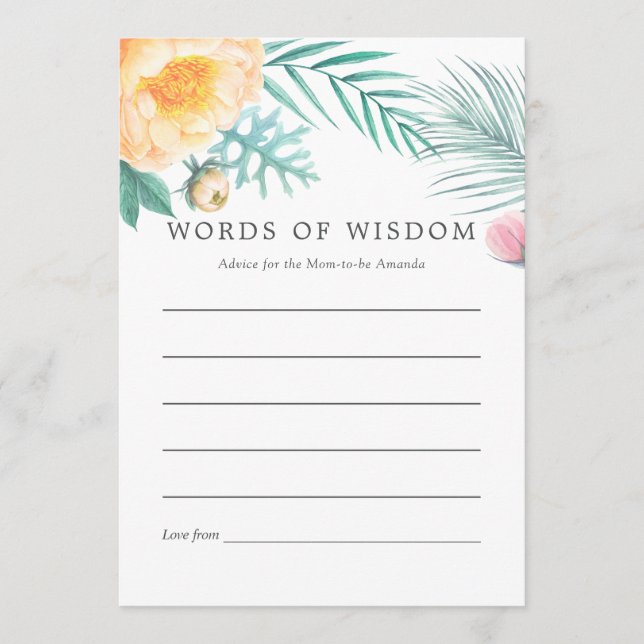 Cartão De Conselho Aconselhamento sobre Chá de fraldas Floral de Verã (Frente)