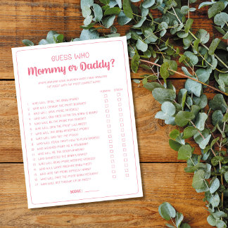 Cartão De Conselho Adivinha quem Mamãe ou Chá de fraldas de Pai