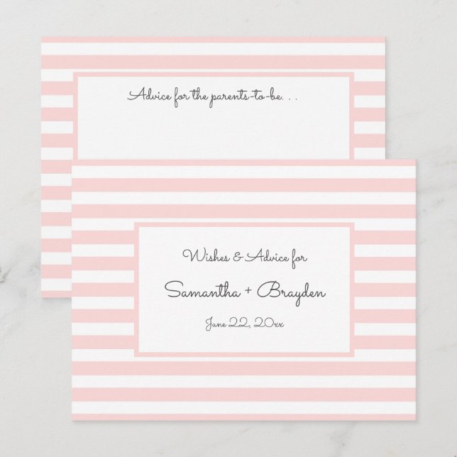 Cartão De Conselho Advertência ao Chá de fraldas em faixas rosa, oraç (Frente/Verso)