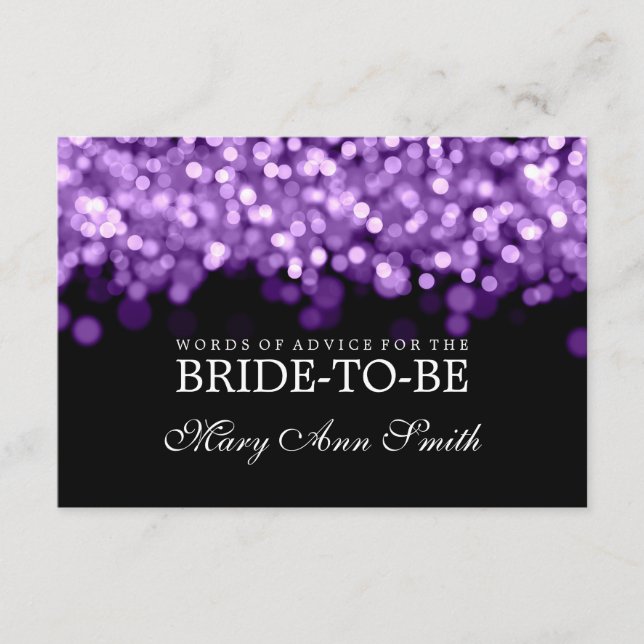Cartão De Conselho Advice Card Bridal Shower Purple Lights (Frente)