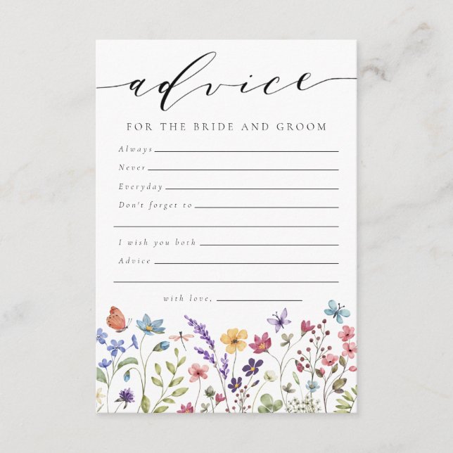 Cartão De Conselho Advice for the Bride and Groom Floral Bridal (Frente)