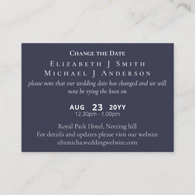 Cartão De Conselho Alteração FOTO do Adiamento de Data, incluindo ENV (Frente)