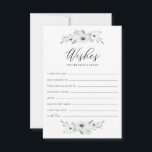 Cartão De Conselho Anêmonas Aquarela Desejos para Noiva e Noivo<br><div class="desc">Cartão de Desejos para Noiva e Noivo com Anêmonas Brancas Aquarela. Cartão de bons desejos feminino com ilustrações em aquarela de anêmonas brancas com eucalipto e outros acentos de folhagem. Compartilhe suas esperanças e desejos para os recém-casados.</div>