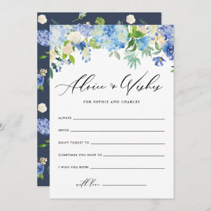 Cartão De Conselho Aquarela Azul Hydrangea Casamento Bem Desejos