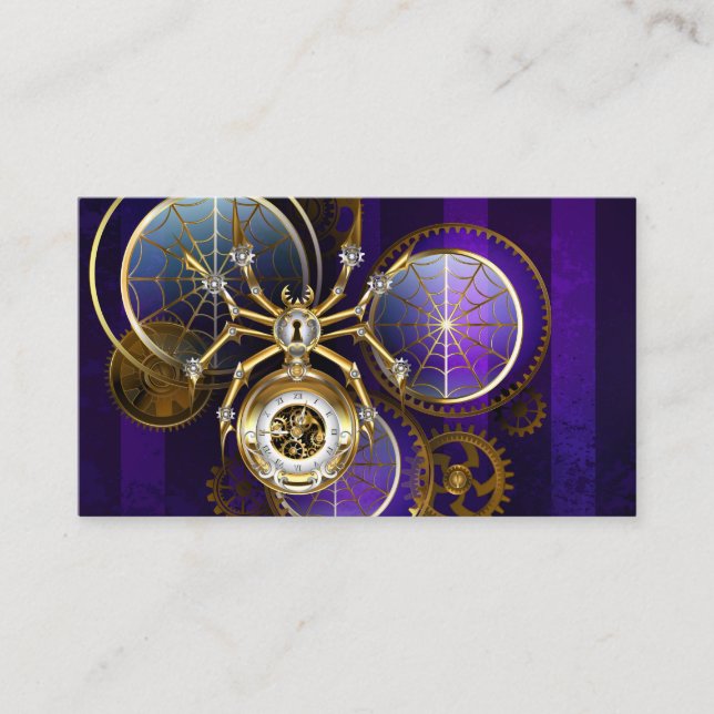 Cartão De Conselho Aranha Steampunk no fundo roxo (Frente)