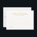 Cartão De Conselho Aviso de Casamento de Script Dourado Elegante e Ca<br><div class="desc">Adicione um toque pessoal ao seu casamento com um conselho de casamento elegante e um cartão de desejos. Este cartão de conselho apresenta o título em ouro, estilo de fonte elegante e elegante, e detalhes em estilo de fonte dourado sans serif em fundo branco. Perfeito para casamento, chá de fraldas,...</div>
