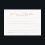 Cartão De Conselho Aviso de Casamento de Script Dourado Elegante e Ca<br><div class="desc">Adicione um toque pessoal ao seu casamento com um conselho de casamento elegante e um cartão de desejos. Este cartão de conselho apresenta o título em ouro, estilo de fonte elegante e elegante, e detalhes em estilo de fonte dourado sans serif em fundo branco. Perfeito para casamento, chá de fraldas,...</div>